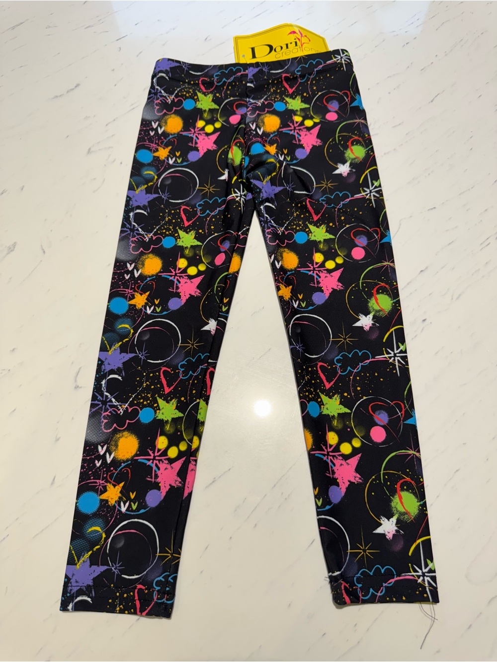 Dori Creations Kids' Black Neon Stars & Shapes Leggings
